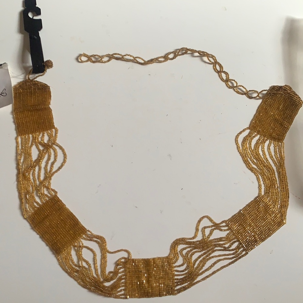 New Y2K WINDSOR GOLD BEADED SEQUINS BELT WITH TAG